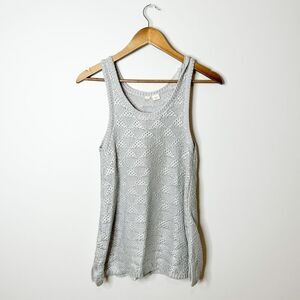 Anthropologie Moth Sana Silver Knit Tank Top